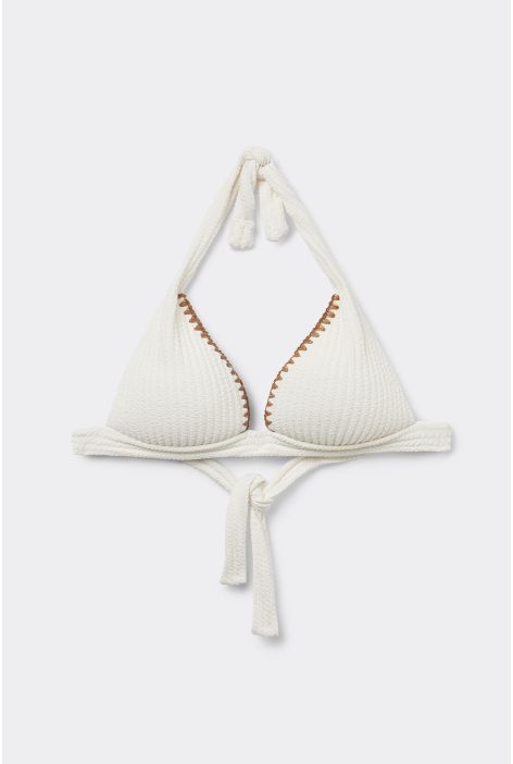 Haut De Maillot Triangle Rembourré Bicolor Blanc