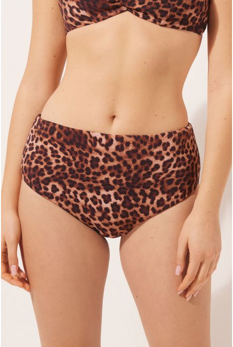 Bas De Maillot Taille Haute Gainant Classic Animalier Noir