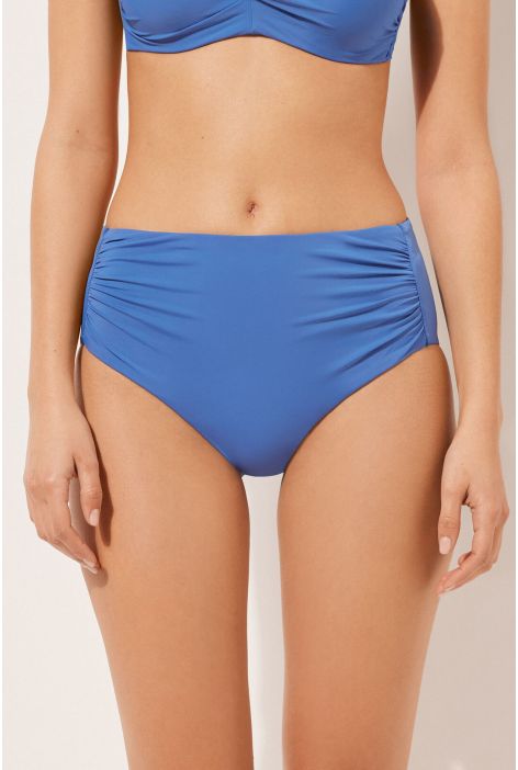Bas De Maillot À Taille Haute Gainant Indonesia Bleu