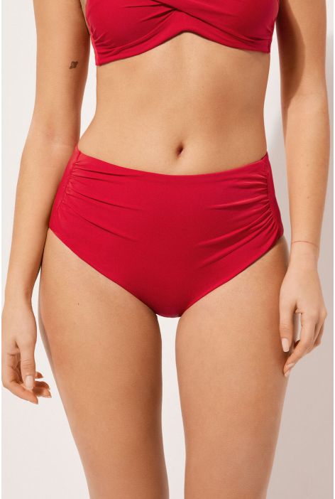 Bas De Maillot À Taille Haute Gainant Indonesia Rouge