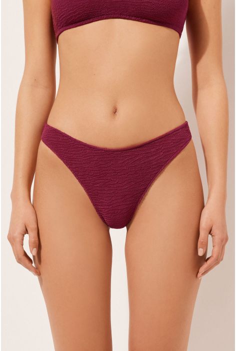 Bas De Maillot Brésilien Crinkle Waves Rouge