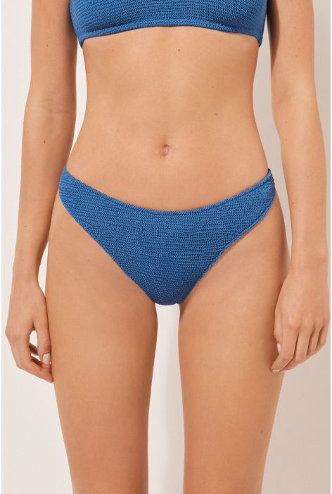 Bas De Maillot Brésilien Crinkle Waves Bleu
