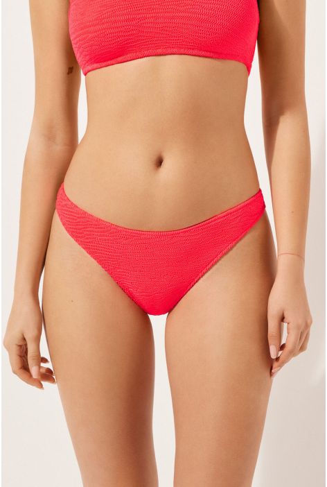 Bas De Maillot Brésilien Crinkle Waves Rouge