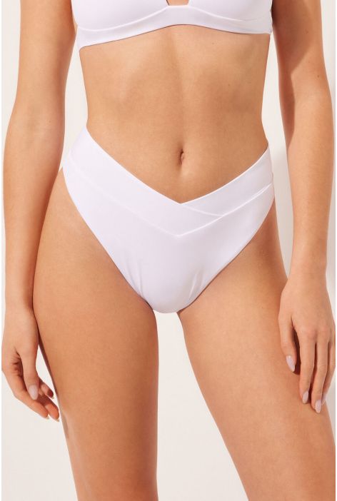 Bas De Maillot Brésilien Taille Haute Avec Coupe En V Indonesia Blanc