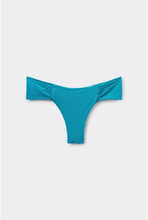 Bas De Maillot Brésilien Avec Drapé Shiny Satin Bleu Ciel
