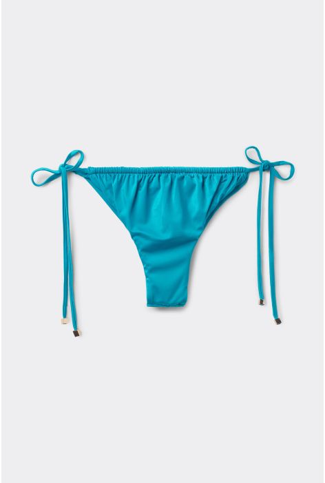 Bas De Maillot Brésilien À Lanières Shiny Satin Bleu Ciel