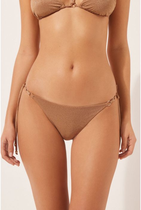 Bas De Maillot Brésilien À Lanières Golden Gleam Marron