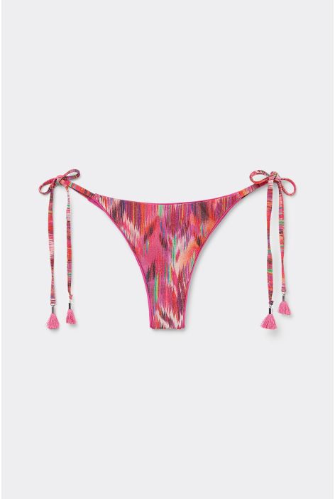 Bas De Maillot Brésilien À Lanières Multicolor Ethnic Rouge