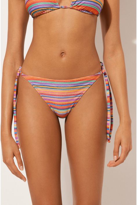 Bas De Maillot Brésilien À Lanières Colorful Stripes Multicolore