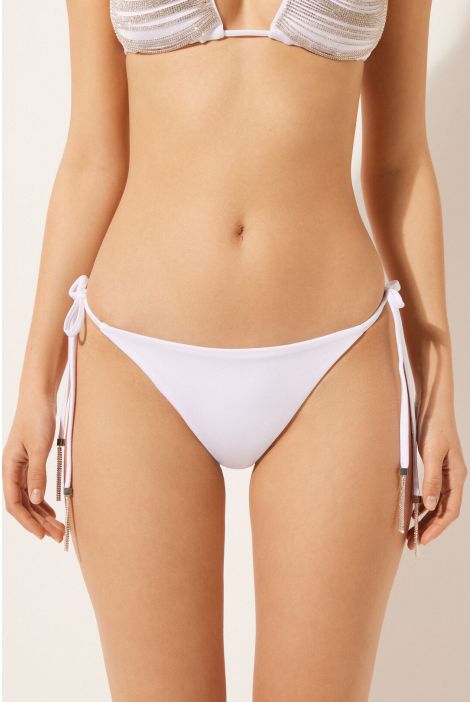 Bas De Maillot Brésilien À Lanières Silver Sparkle Blanc