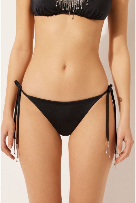 Bas De Maillot Brésilien À Lanières Crystal Drops Noir