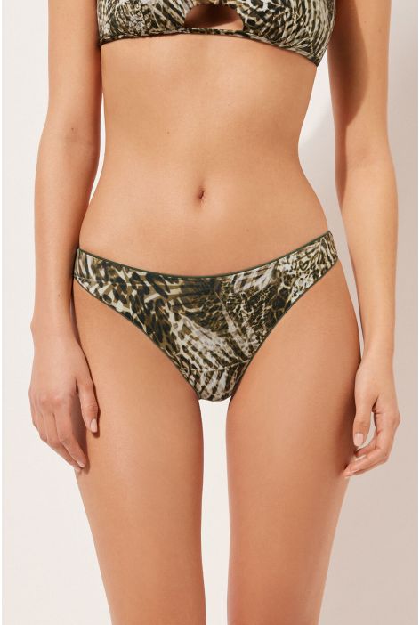 Bas De Maillot Tropical Animalier Vert