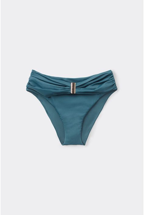 Bas De Maillot Taille Haute Drapé Scultura Bleu