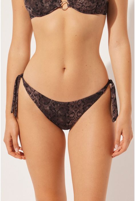 Bas De Maillot À Lanières Brown Snake Marron