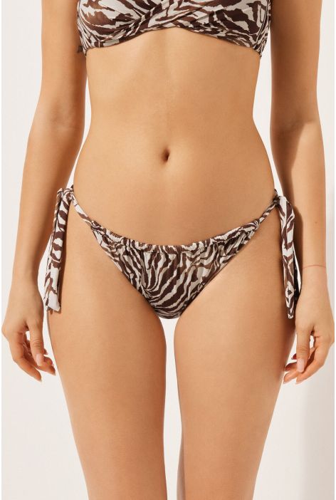 Bas De Maillot À Nœuds Brown Zebra Marron