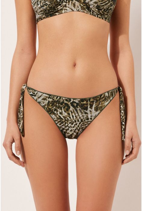 Bas De Maillot Avec Nœuds Tropical Animalier Vert