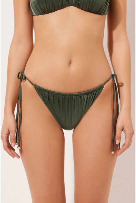 Bas De Maillot À Lanières Shiny Satin Vert