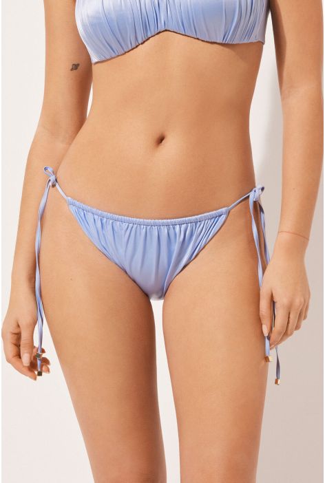 Bas De Maillot À Lanières Shiny Satin Bleu Ciel