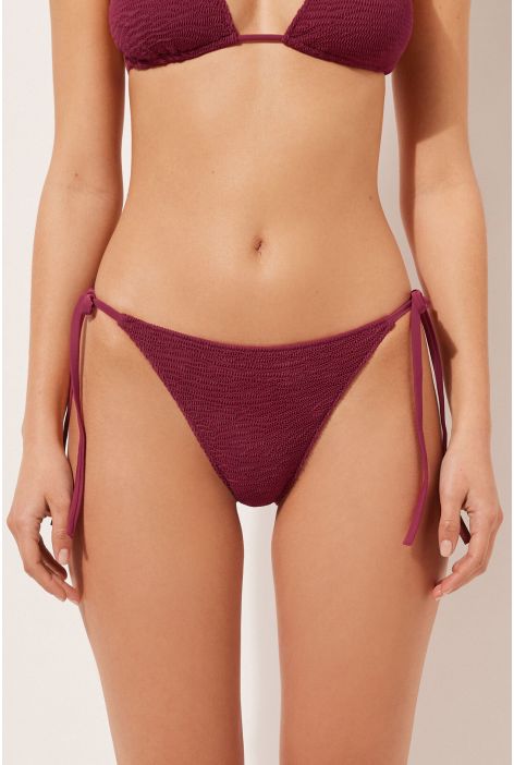 Bas De Maillot À Lanières Crinkle Waves Rouge