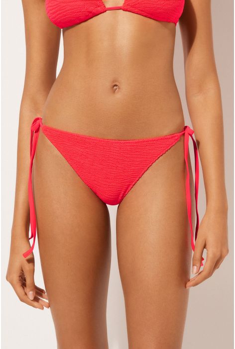Bas De Maillot À Lanières Crinkle Waves Rouge