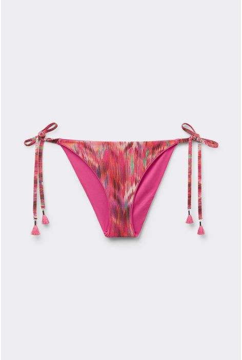 Bas De Maillot Brésilien À Lanières Multicolor Ethnic Rouge