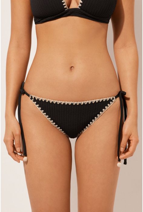 Bas De Maillot À Lanières Bicolor Noir