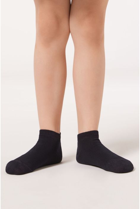 Socquettes Enfant En Coton Bleu