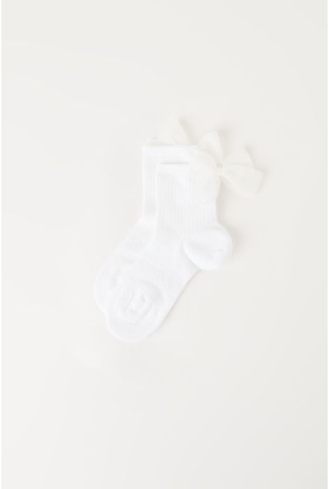 Chaussettes Courtes Avec Nœud Pour Fille Blanc