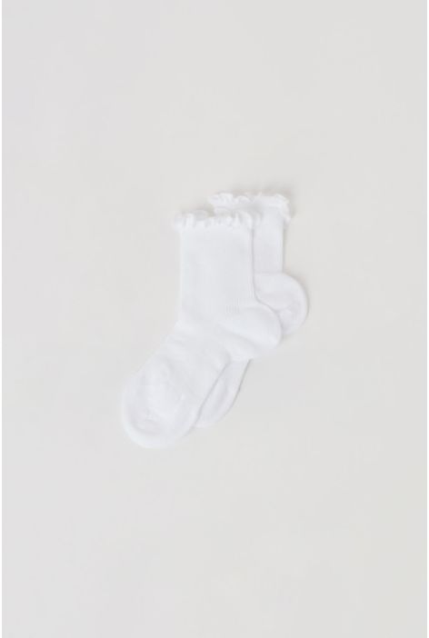 Chaussettes Courtes Côtelées Pour Fille Blanc