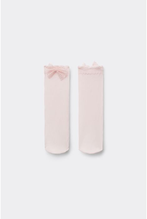 Chaussettes À Nœud Pour Fille Rose