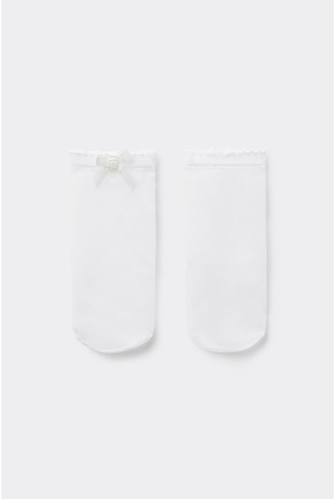 Chaussettes Avec Petite Rose Pour Fille Blanc
