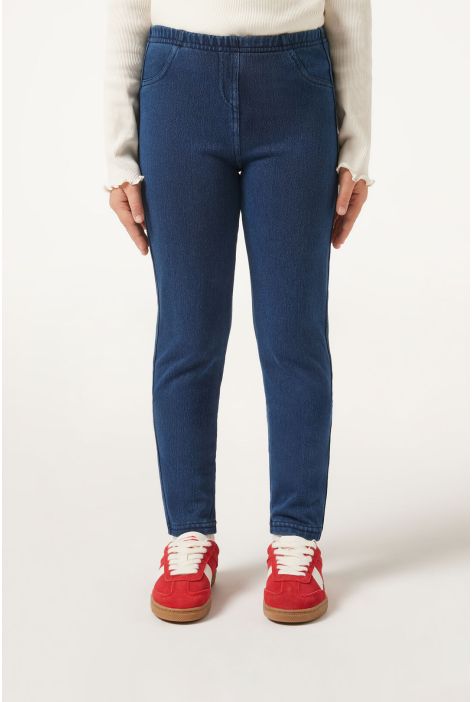 Legging Fille Thermique En Jean Bleu