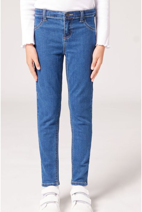 Legging Skinny Minime En Denim Ultra Doux Pour Fille Bleu