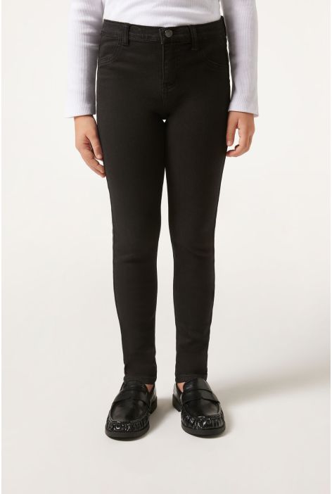 Legging Skinny Minime En Denim Ultra Doux Pour Fille Noir