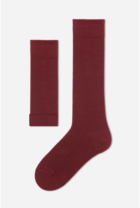 Chaussettes Longues En Coton Respirant Pour Enfants Rouge