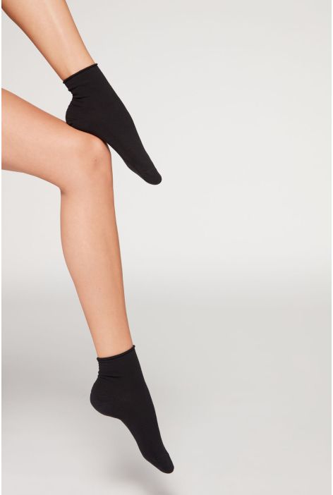 Chaussettes Courtes En Cachemire Sans Bordure Noir