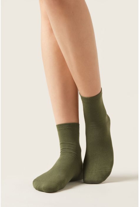 Chaussettes Courtes Avec Bordure Travaillée Vert