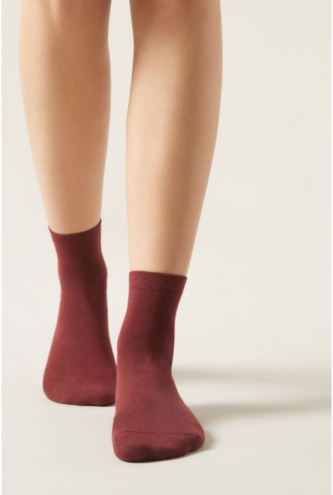 Chaussettes Courtes Avec Bordure Travaillée Rouge