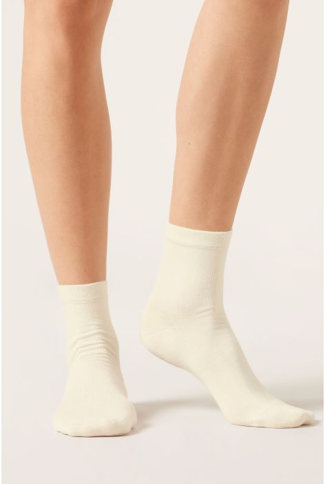 Chaussettes Courtes Avec Bordure Travaillée Naturel