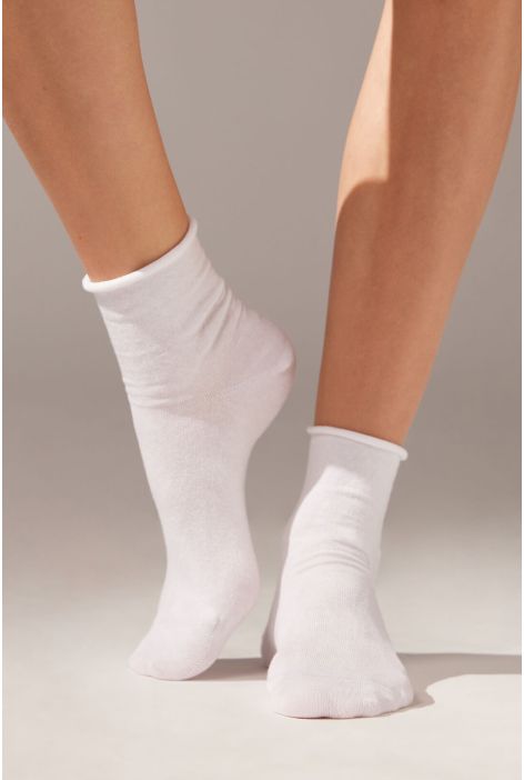 Chaussettes Courtes Avec Du Lin Sans Bordure Blanc