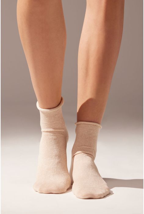 Chaussettes Courtes Avec Du Lin Sans Bordure Naturel