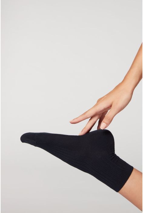 Chaussettes Courtes Avec Cachemire Bleu