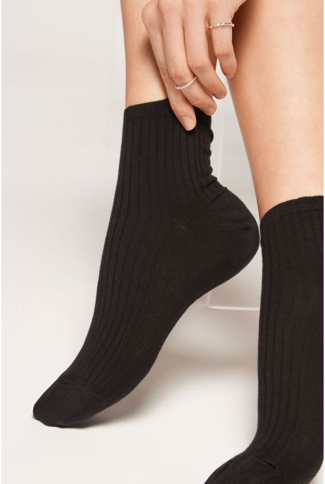 Chaussettes Basses Côtelées Noir