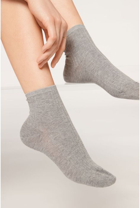 Chaussettes Basses Côtelées Gris