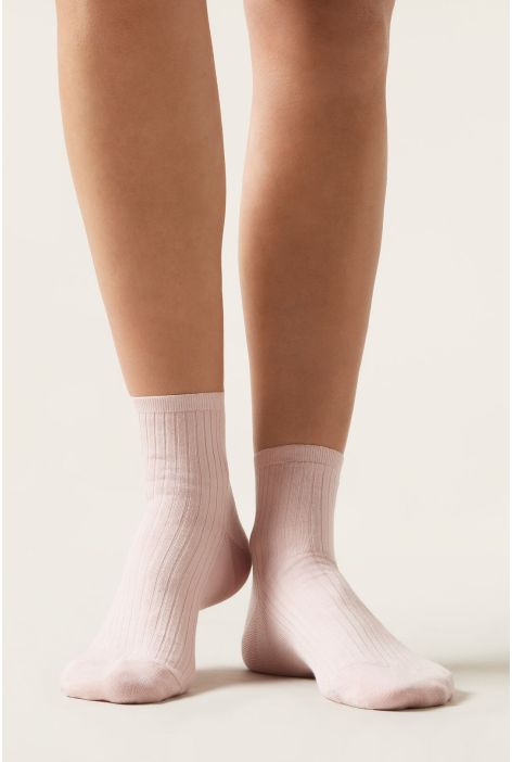 Chaussettes Basses Côtelées Rose