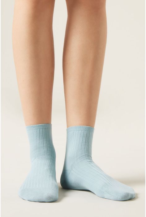 Chaussettes Basses Côtelées Bleu