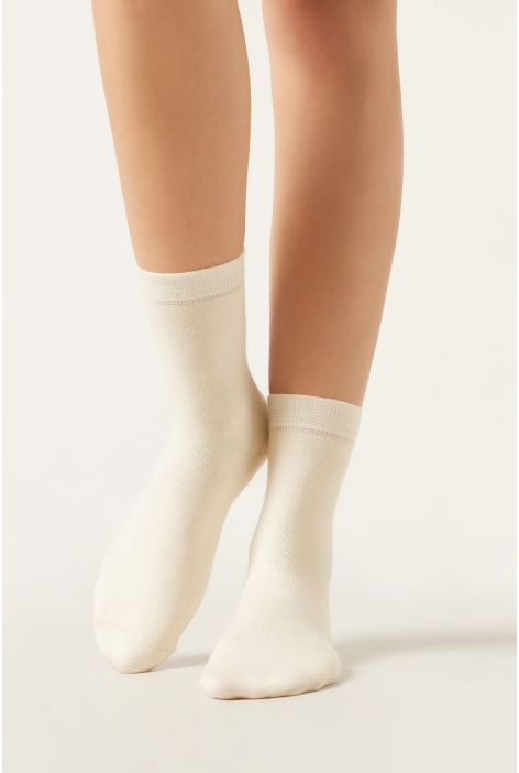 Chaussettes Courtes À Bords Francs En Laine Et Coton Naturel