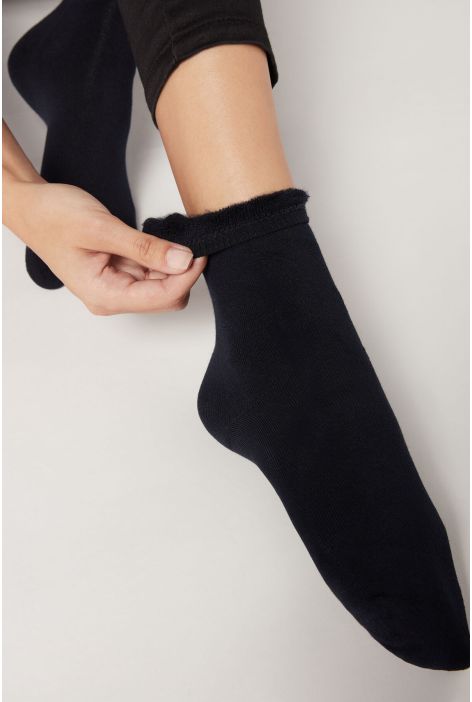 Chaussettes Courtes En Coton Thermique Bleu