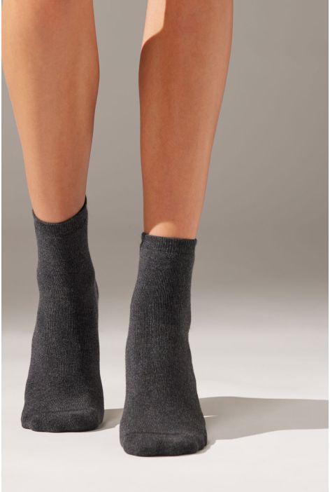 Chaussettes Courtes En Coton Thermique Gris
