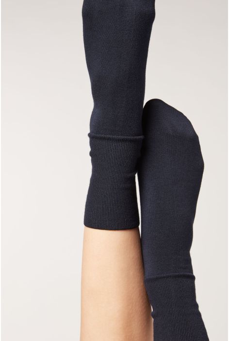 Chaussettes Courtes En Coton Et Cachemire Bleu